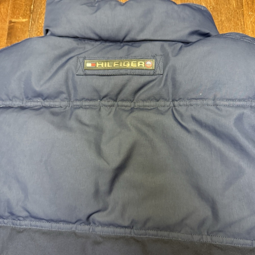 Vtg Tommy Hilfiger Vest Mens XL Navy Orange Reversible Down Puffer Colorblock - Picture 6 of 11